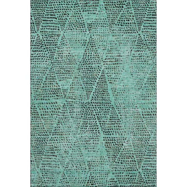 HomeRoots 8' X 10' Teal and Charcoal Diamond Area Rug – Washable, Stain Resistant & UV Protected for All Spaces 650618