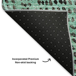 HomeRoots 8' X 10' Teal and Charcoal Diamond Area Rug – Washable, Stain Resistant & UV Protected for All Spaces 650618