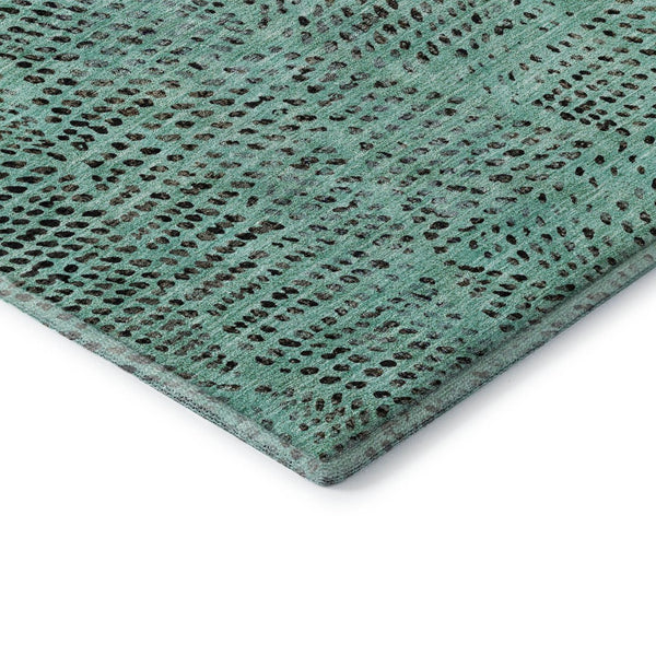HomeRoots 8' X 10' Teal and Charcoal Diamond Area Rug – Washable, Stain Resistant & UV Protected for All Spaces 650618