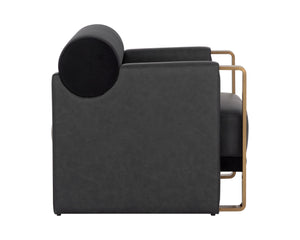 Sunpan Edgar Lounge Chair - Elegant Bravo Black & Abbington Black With Gold Accents For Ultimate Comfort Black Fabric ,Faux Leather 112022