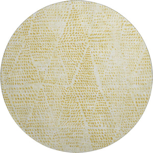 HomeRoots 8' Wheat and Ivory Diamond Round Area Rug - Washable, UV Protected, Stylish & Durable for Any Room 650623