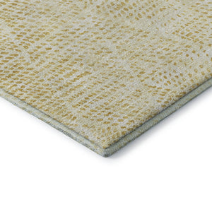 HomeRoots 8' Wheat and Ivory Diamond Round Area Rug - Washable, UV Protected, Stylish & Durable for Any Room 650623