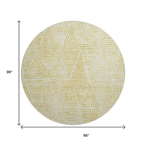 HomeRoots 8' Wheat and Ivory Diamond Round Area Rug - Washable, UV Protected, Stylish & Durable for Any Room 650623