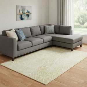 HomeRoots 9' X 12' Wheat And Ivory Diamond Area Rug - Durable, Stain-Resistant, UV Protected for Busy Homes 650625
