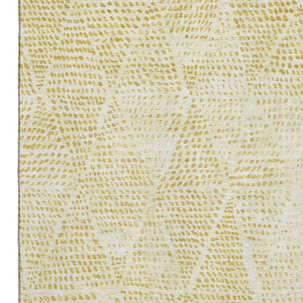 HomeRoots 9' X 12' Wheat And Ivory Diamond Area Rug - Durable, Stain-Resistant, UV Protected for Busy Homes 650625