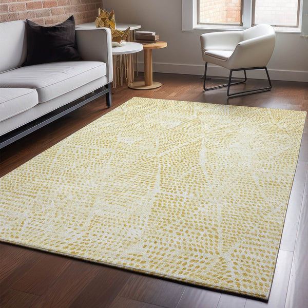 HomeRoots 10' X 14' Washable Wheat and Ivory Diamond Area Rug - Durable, UV-Protected, Pet-Friendly Style 650626