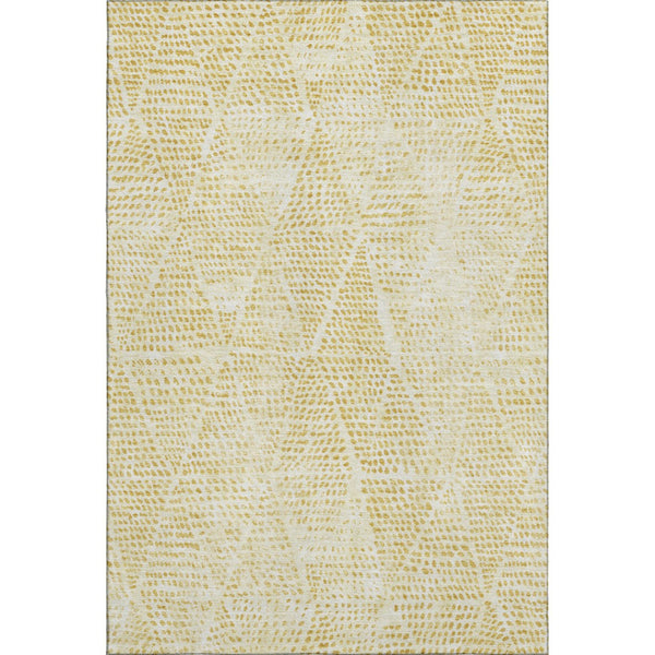 HomeRoots 10' X 14' Washable Wheat and Ivory Diamond Area Rug - Durable, UV-Protected, Pet-Friendly Style 650626