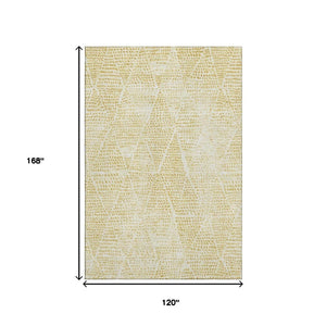 HomeRoots 10' X 14' Washable Wheat and Ivory Diamond Area Rug - Durable, UV-Protected, Pet-Friendly Style 650626