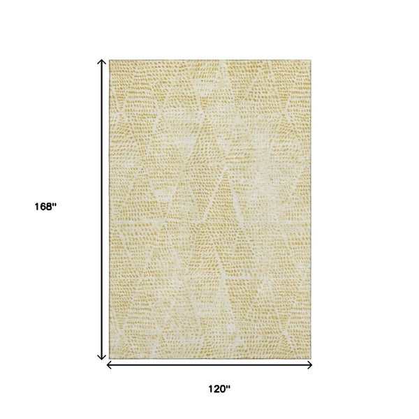 HomeRoots 10' X 14' Washable Wheat and Ivory Diamond Area Rug - Durable, UV-Protected, Pet-Friendly Style 650626