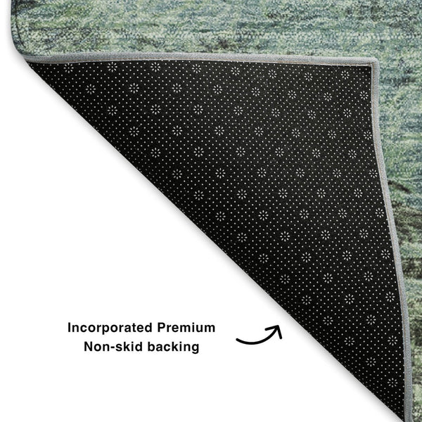 HomeRoots 8' X 10' Modern Green Brown Ivory Abstract Area Rug - Washable, UV Protected, Durable & Stylish! 650636