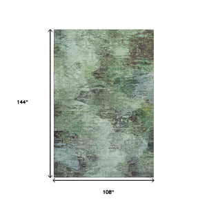 HomeRoots 9' Elegant Green, Brown & Ivory Abstract Washable Area Rug – UV Protected, Durable & Stylish Design 650637