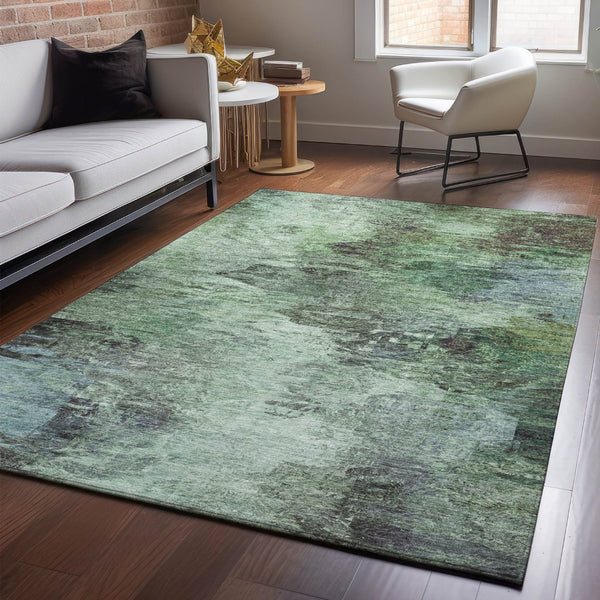 HomeRoots 9' Elegant Green, Brown & Ivory Abstract Washable Area Rug – UV Protected, Durable & Stylish Design 650637