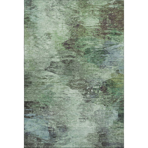 HomeRoots 9' Elegant Green, Brown & Ivory Abstract Washable Area Rug – UV Protected, Durable & Stylish Design 650637