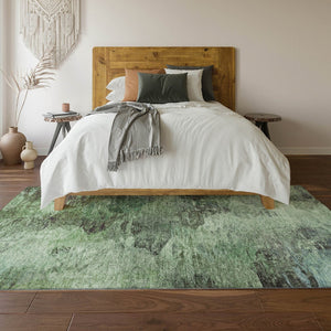 HomeRoots 9' Elegant Green, Brown & Ivory Abstract Washable Area Rug – UV Protected, Durable & Stylish Design 650637
