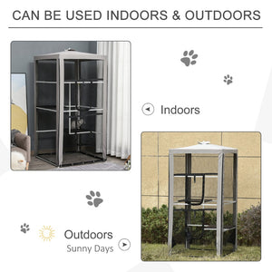 English Elm Cat Enclosure Steel Frame Mesh Catio with Three Climbing Platforms Indoor Outdoor T3971P388045