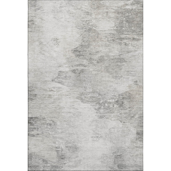 HomeRoots 5' X 8' Modern Silver and Gray Abstract Area Rug - Washable, UV Protected & Stain Resistant Design 650640