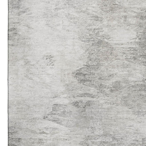 HomeRoots 10' X 14' Silver and Gray Washable Area Rug with UV Protection – Modern Abstract Design for Homes 650644