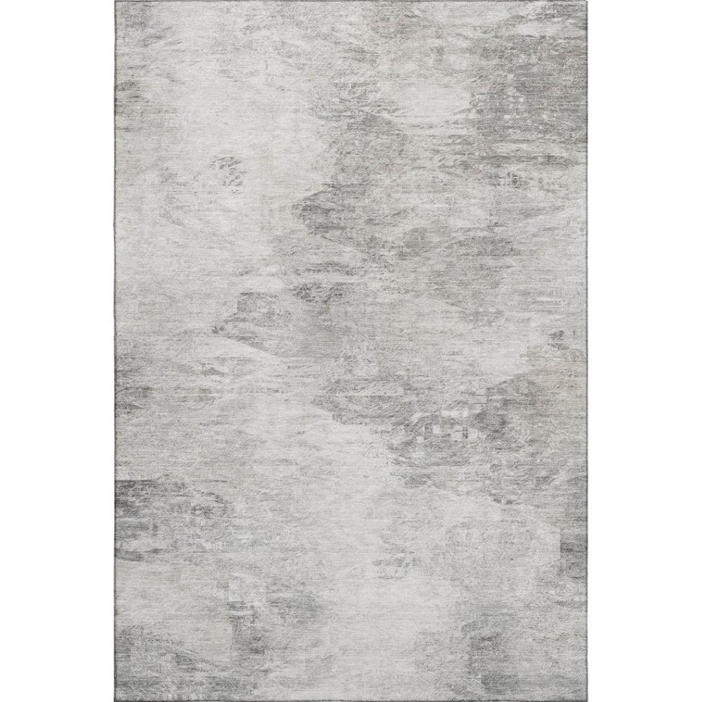 HomeRoots 10' X 14' Silver and Gray Washable Area Rug with UV Protection – Modern Abstract Design for Homes 650644