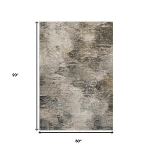 HomeRoots 5' X 8' Taupe And Gray Abstract Area Rug - Durable, Stain Resistant, UV Protected, Perfect for Any Room 650646