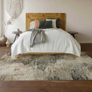 HomeRoots 5' X 8' Taupe And Gray Abstract Area Rug - Durable, Stain Resistant, UV Protected, Perfect for Any Room 650646