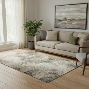 HomeRoots 5' X 8' Taupe And Gray Abstract Area Rug - Durable, Stain Resistant, UV Protected, Perfect for Any Room 650646