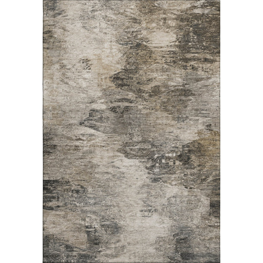HomeRoots 9' Taupe and Gray Abstract Washable Area Rug - UV Protected, Stain Resistant, Perfect for High-Traffic Areas 650649