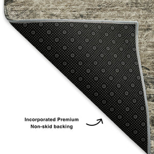 HomeRoots 10' X 14' Taupe and Gray Abstract Area Rug - Washable, UV-Resistant, Family-Friendly Design for All Spaces 650650