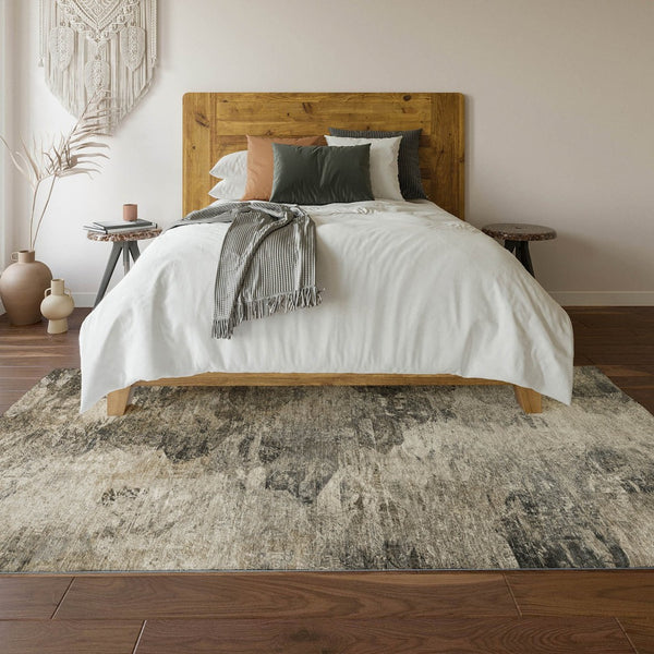 HomeRoots 10' X 14' Taupe and Gray Abstract Area Rug - Washable, UV-Resistant, Family-Friendly Design for All Spaces 650650