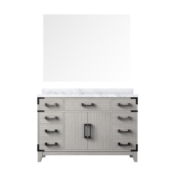 English Elm White Oak Single Bath Vanity Set With Carrara Marble Top & 46" Mirror - Timeless Elegance For Your Space B2731S01468-GIGA