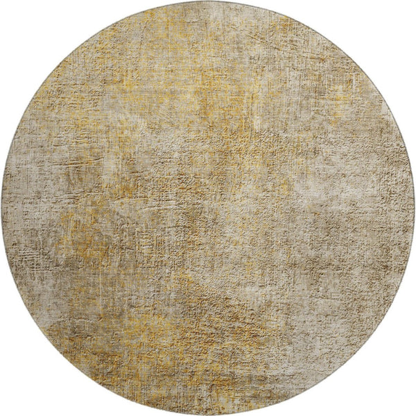 HomeRoots 8' Beige and Ivory Abstract Washable Round Rug – Durable, UV-Protected, Stylish for High-Traffic Areas 650653