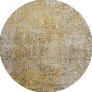 HomeRoots 8' Beige and Ivory Abstract Washable Round Rug – Durable, UV-Protected, Stylish for High-Traffic Areas 650653