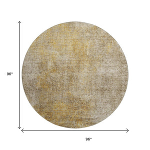 HomeRoots 8' Beige and Ivory Abstract Washable Round Rug – Durable, UV-Protected, Stylish for High-Traffic Areas 650653