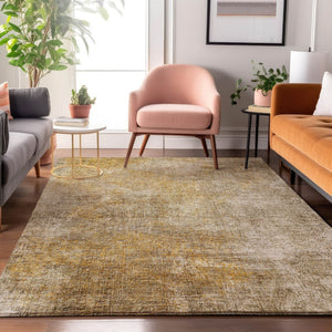 HomeRoots 8' X 10' Beige & Ivory Abstract Area Rug - Washable, UV Protected, Kid & Pet Friendly Design! 650654