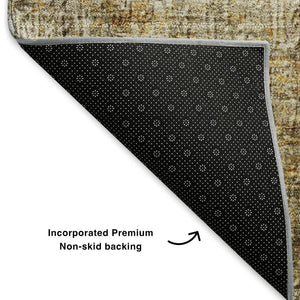 HomeRoots 8' X 10' Beige & Ivory Abstract Area Rug - Washable, UV Protected, Kid & Pet Friendly Design! 650654