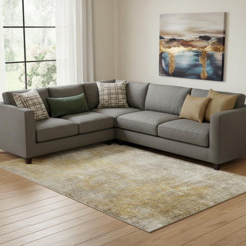 HomeRoots 8' X 10' Beige & Ivory Abstract Area Rug - Washable, UV Protected, Kid & Pet Friendly Design! 650654
