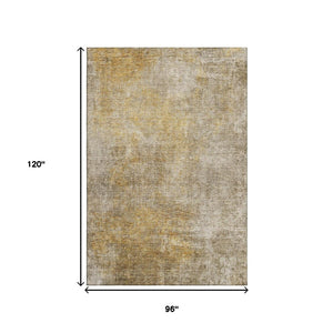 HomeRoots 8' X 10' Beige & Ivory Abstract Area Rug - Washable, UV Protected, Kid & Pet Friendly Design! 650654