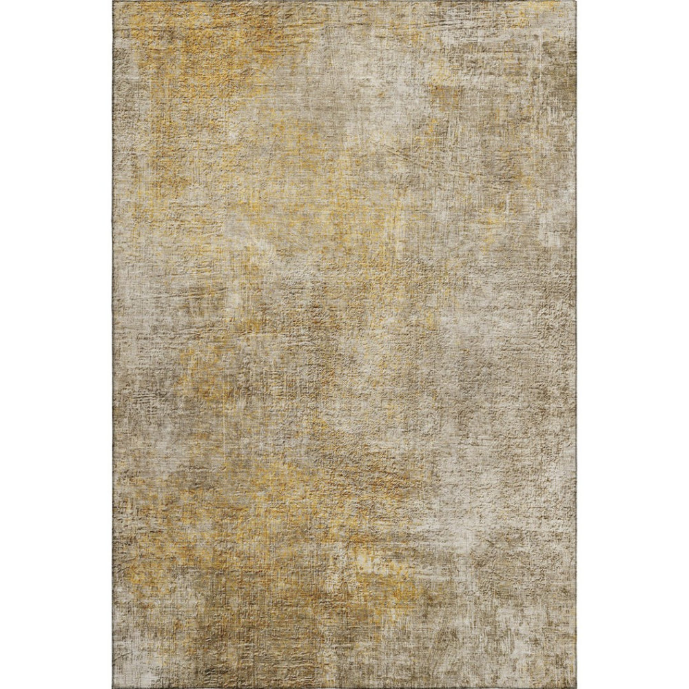 HomeRoots 9' X 12' Washable Beige and Ivory Abstract Area Rug with UV Protection for High-Traffic Spaces 650655