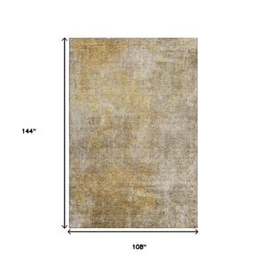 HomeRoots 9' X 12' Washable Beige and Ivory Abstract Area Rug with UV Protection for High-Traffic Spaces 650655