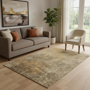 HomeRoots 5' X 8' Contemporary Brown and Beige Abstract Area Rug – Washable, UV Protected, Stylish & Durable! 650658