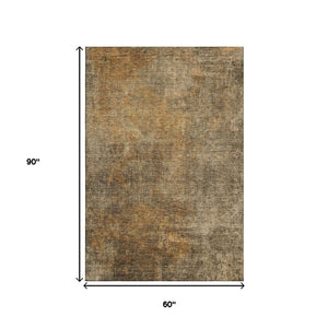 HomeRoots 5' X 8' Contemporary Brown and Beige Abstract Area Rug – Washable, UV Protected, Stylish & Durable! 650658