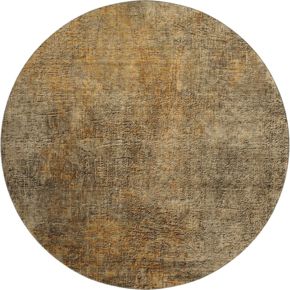 HomeRoots 8' Brown and Beige Abstract Washable Round Rug – Durable, Stylish, UV-Protected for Modern Living Spaces 650659