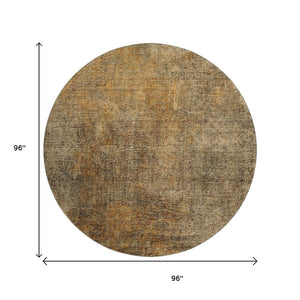 HomeRoots 8' Brown and Beige Abstract Washable Round Rug – Durable, Stylish, UV-Protected for Modern Living Spaces 650659