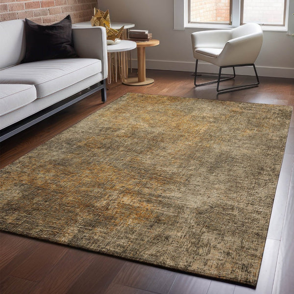 HomeRoots 8' x 10' Brown and Beige Abstract Area Rug - Washable, UV Protected, Stain-Resistant Design for Homes 650660