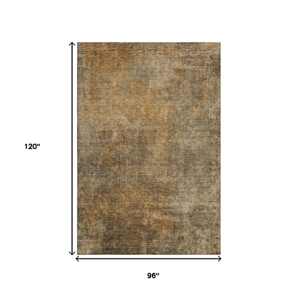 HomeRoots 8' x 10' Brown and Beige Abstract Area Rug - Washable, UV Protected, Stain-Resistant Design for Homes 650660