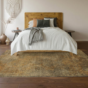 HomeRoots 9' X 12' Brown and Beige Abstract Washable Area Rug with UV Protection for Kids and Pets' Durability 650661