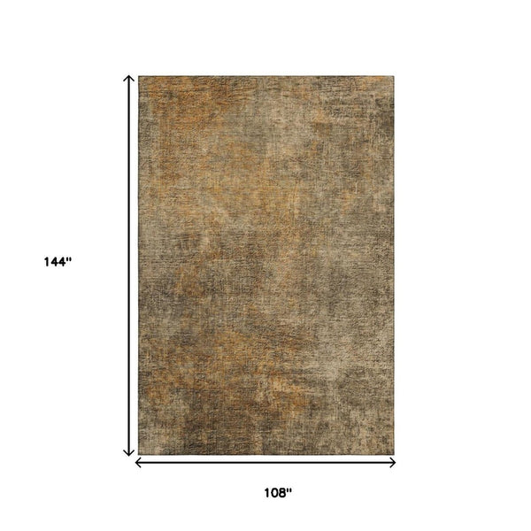 HomeRoots 9' X 12' Brown and Beige Abstract Washable Area Rug with UV Protection for Kids and Pets' Durability 650661