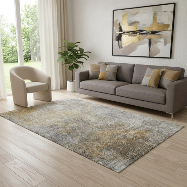 HomeRoots 5' X 8' Gray and Copper Abstract Washable Area Rug - Durable, Stylish, Stain-Resistant, UV Protected! 650664