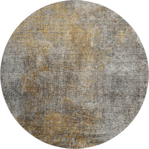 HomeRoots 8' Gray and Copper Abstract Round Washable Rug - UV Protected, Durable, Modern Design for Any Space 650665