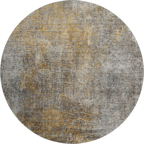 HomeRoots 8' Gray and Copper Abstract Round Washable Rug - UV Protected, Durable, Modern Design for Any Space 650665