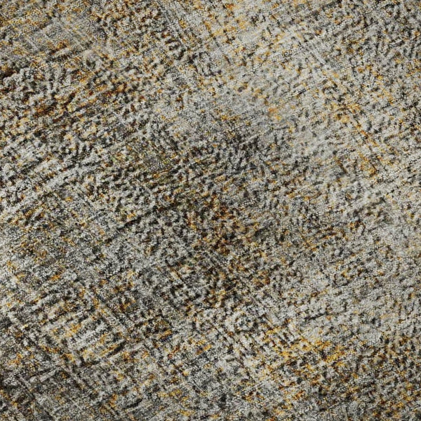 HomeRoots 8' Gray and Copper Abstract Round Washable Rug - UV Protected, Durable, Modern Design for Any Space 650665